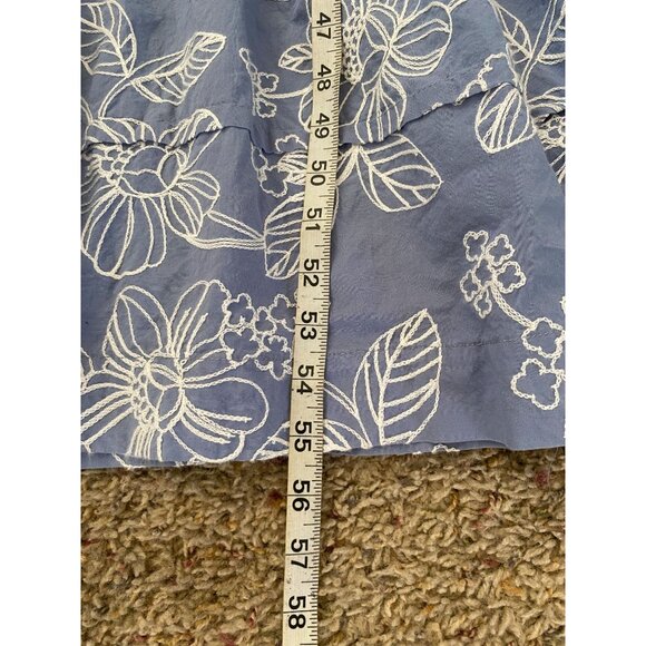 Cynthia Rowley Blue Floral Maxi Dress Cotton L Short Sleeve Smocked Waist Casual - Picture 7 of 7